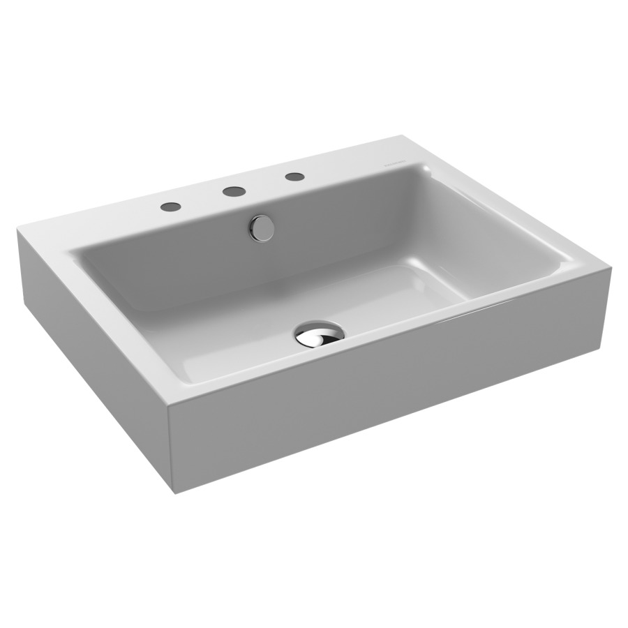 Lavabo à poser PURO
60 x 46 x 12 cm, acier
avec garniture de trop-plein
blanc et isolation phonique
émaillé des deux côtés