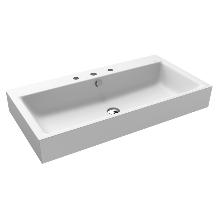 Lavabo à poser PURO
90 x 46 x 12 cm, acier
avec garniture de trop-plein
blanc et isolation phonique
émaillé des deux côtés