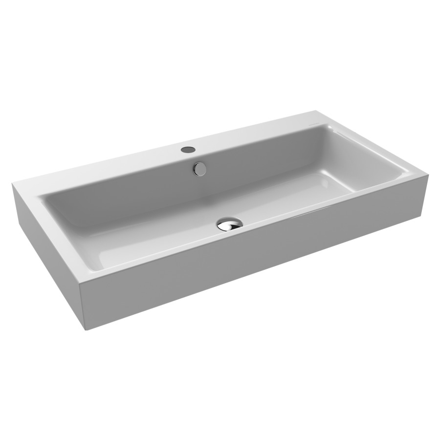 Lavabo à poser PURO
90 x 46 x 12 cm, acier
avec garniture de trop-plein
blanc et isolation phonique
émaillé des deux côtés