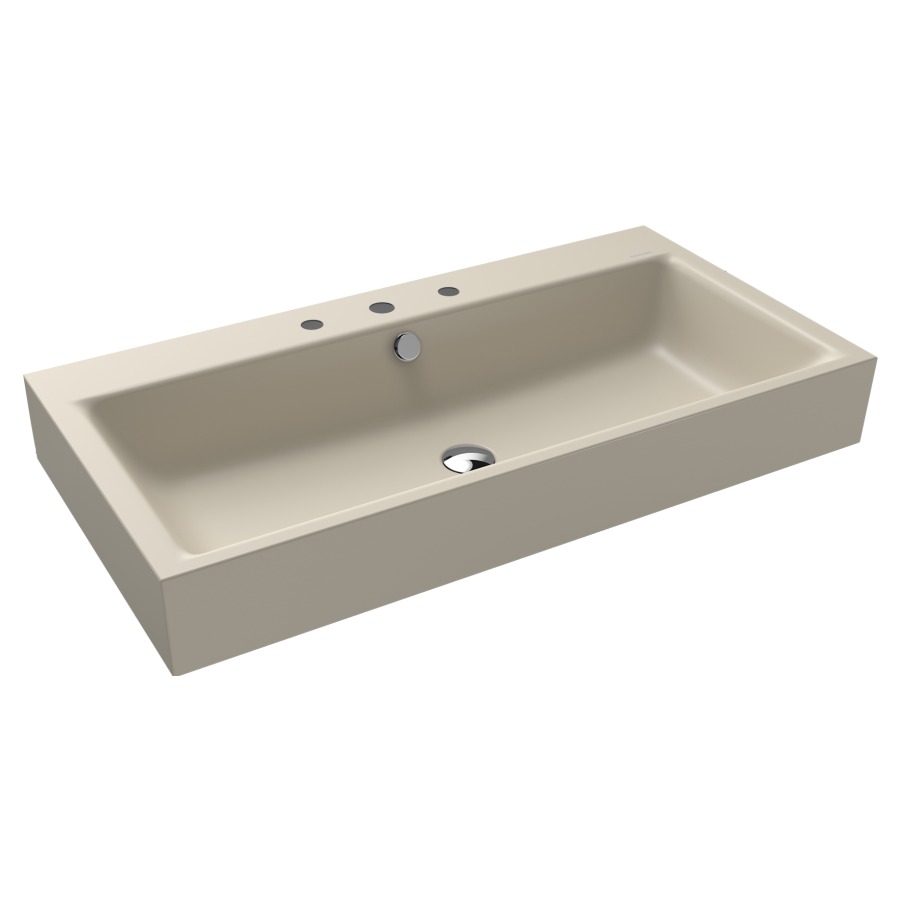 Lavabo à poser PURO
90 x 46 x 12 cm, acier
avec garniture de trop-plein
blanc et isolation phonique
émaillé des deux côtés