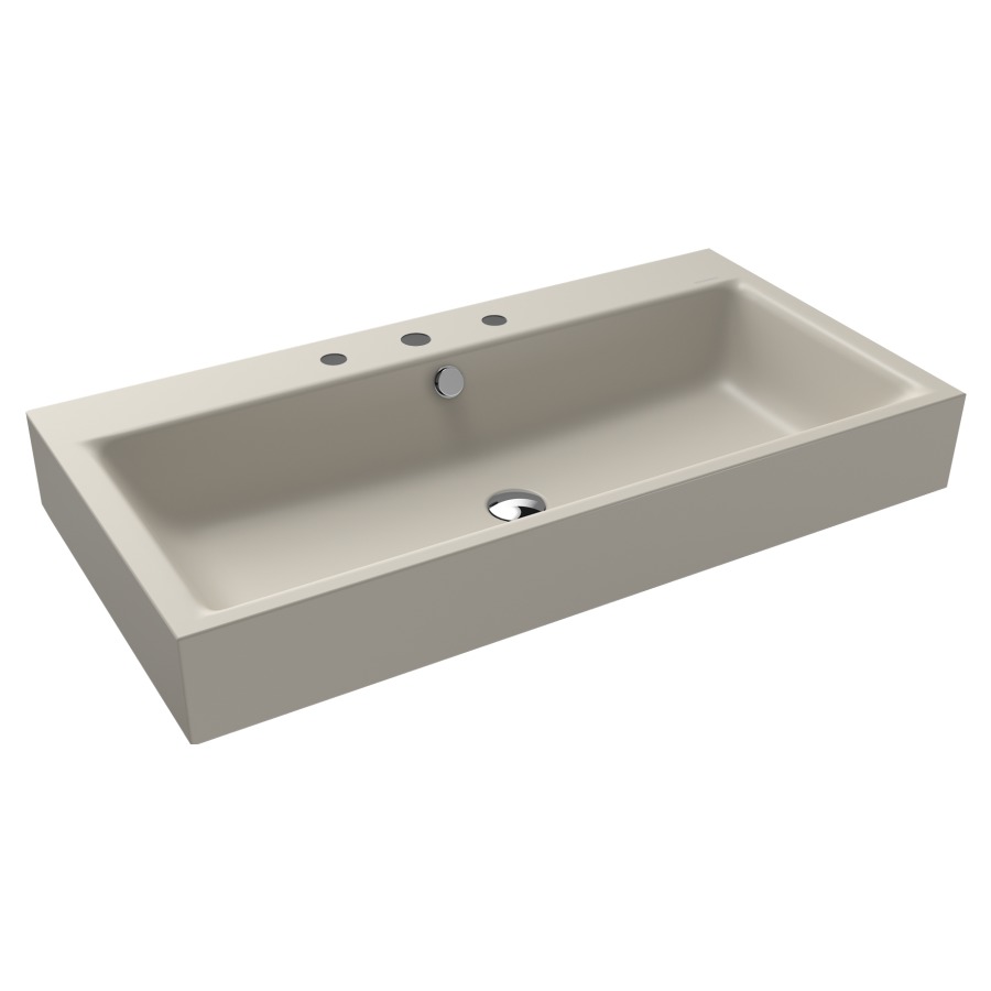 Lavabo à poser PURO
90 x 46 x 12 cm, acier
avec garniture de trop-plein
blanc et isolation phonique
émaillé des deux côtés
