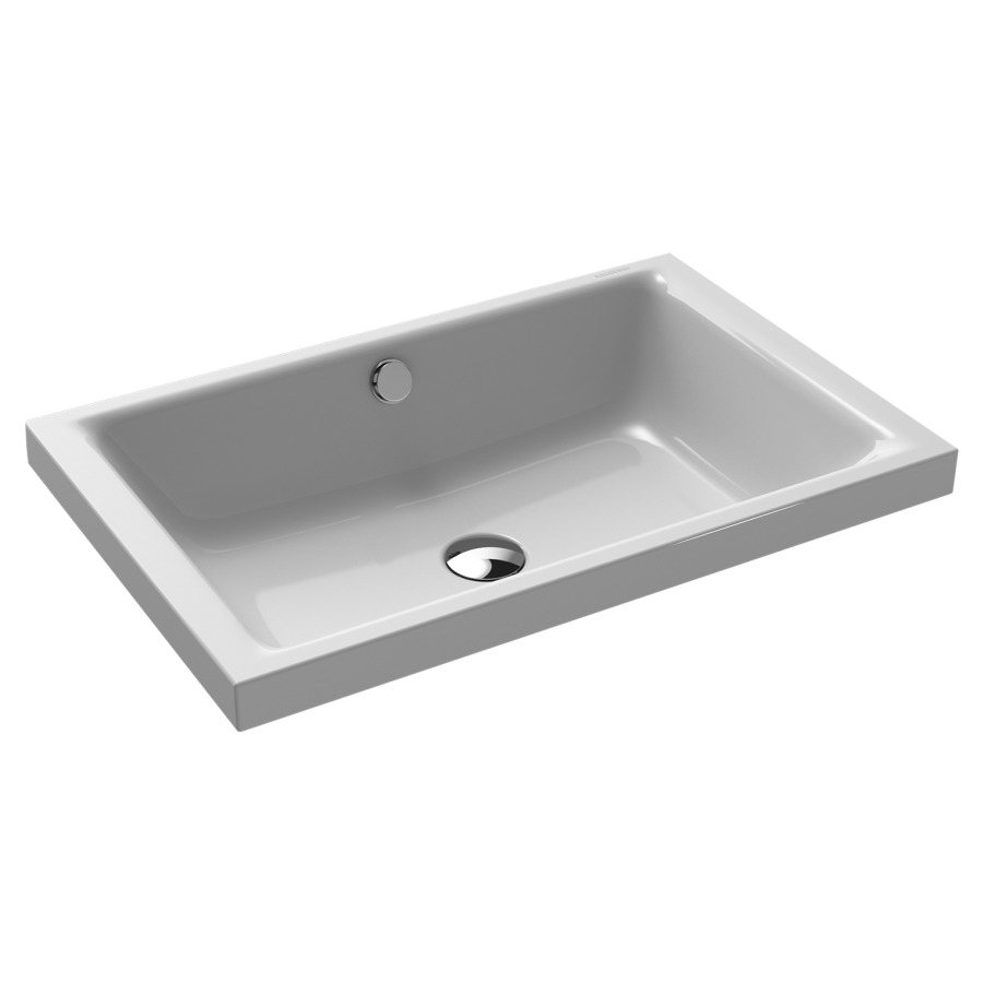 Lavabo à poser PURO S
60 x 38,5 x 4 cm, acier
avec garniture de trop-plein
blanc et isolation phonique
émaillé des deux côtés