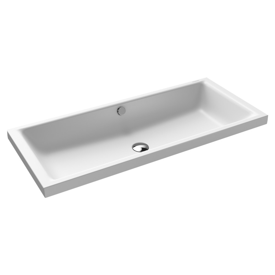 Lavabo à poser PURO S
90 x 38,5 x 4 cm, acier
avec garniture de trop-plein
blanc et isolation phonique
émaillé des deux côtés