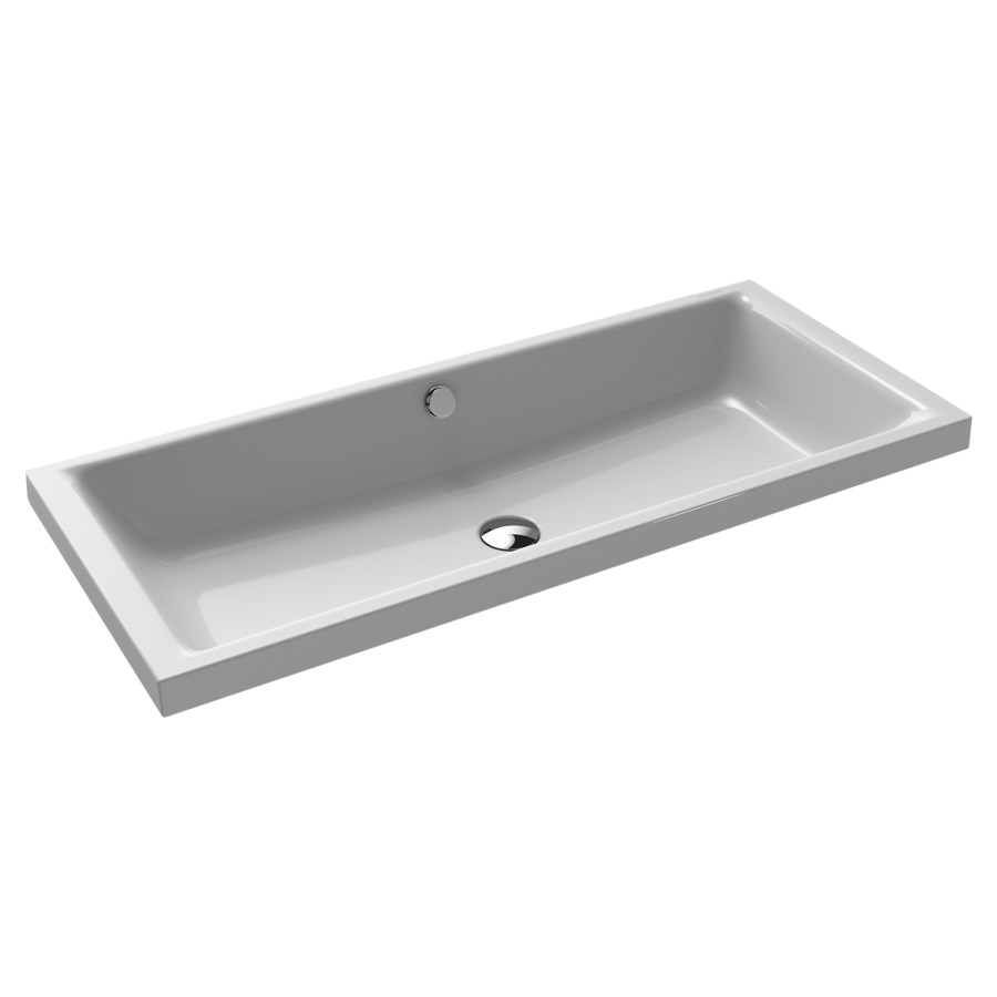 Lavabo à poser PURO S
90 x 38,5 x 4 cm, acier
avec garniture de trop-plein
blanc et isolation phonique
émaillé des deux côtés
