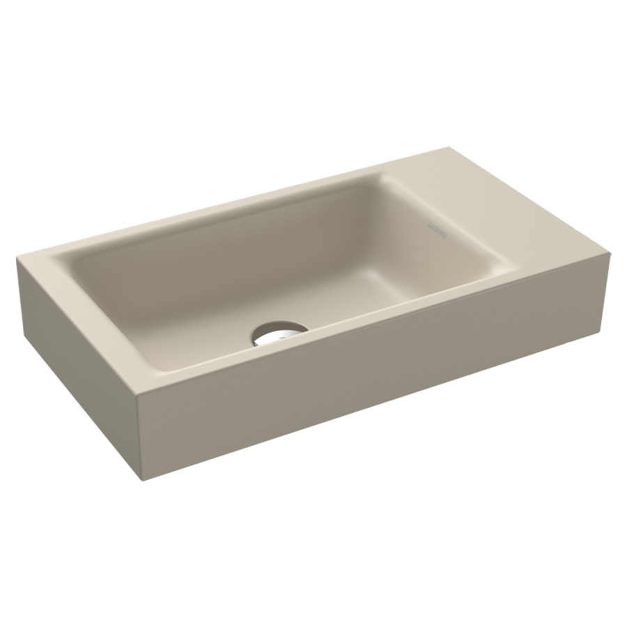 Lave-mains PURO
55 x 30 x 10 cm, acier
banquette de robinetterie
gauche, sans trop-plein
