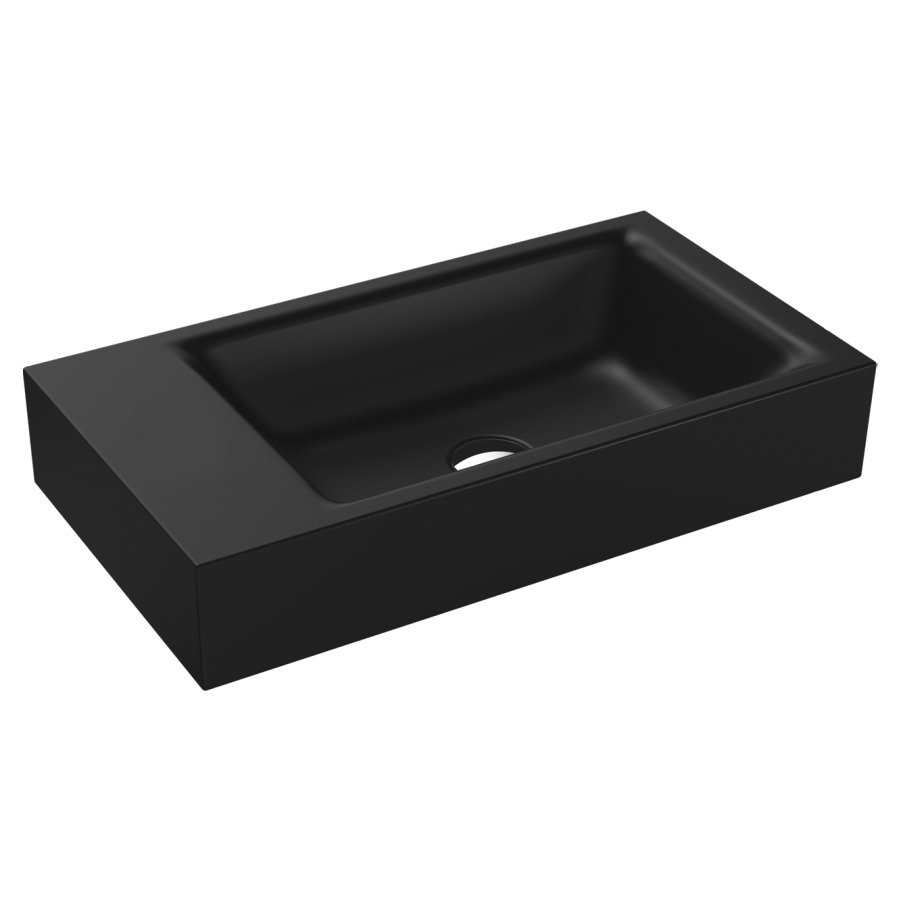 Lave-mains PURO
55 x 30 x 10 cm, acier
banquette de robinetterie
gauche, sans trop-plein