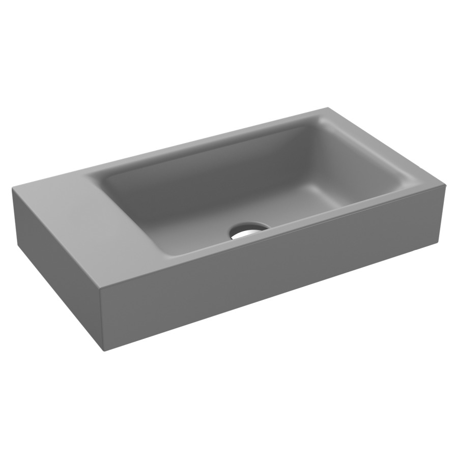 Lave-mains PURO
55 x 30 x 10 cm, acier
banquette de robinetterie
gauche, sans trop-plein