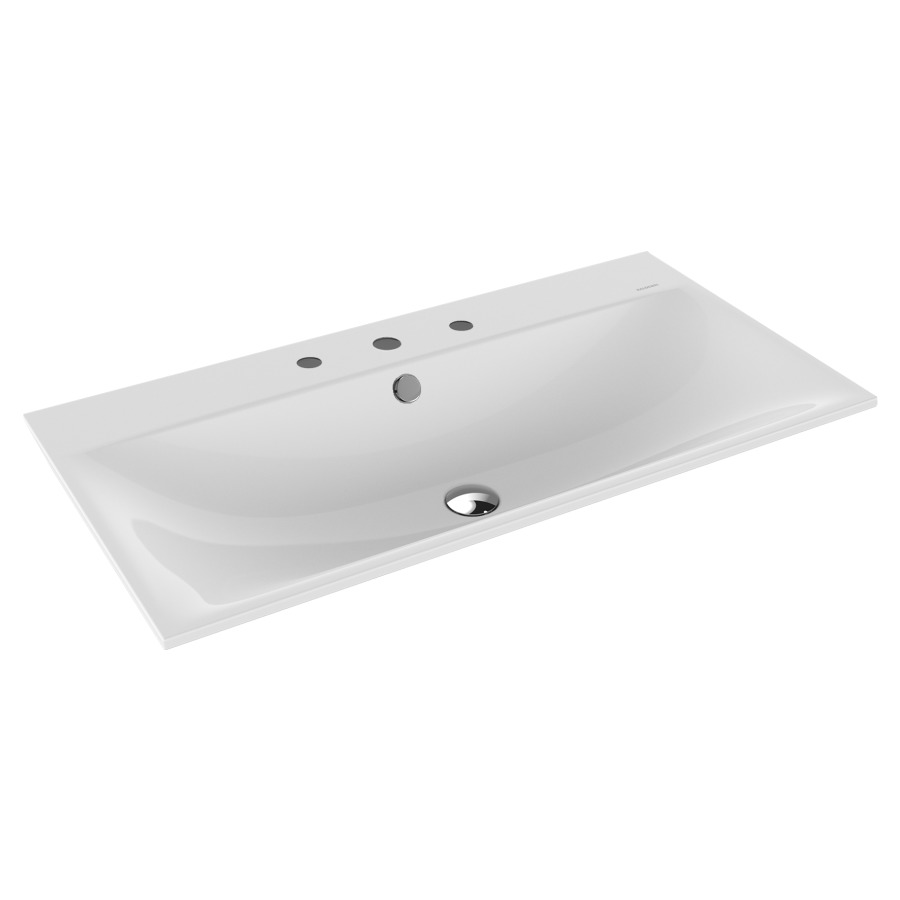 Lavabo à encastrer SILENIO
90 x 46 x 1,4 cm, acier
avec garniture de trop-plein
blanc et isolation phonique
émaillé des deux côtés