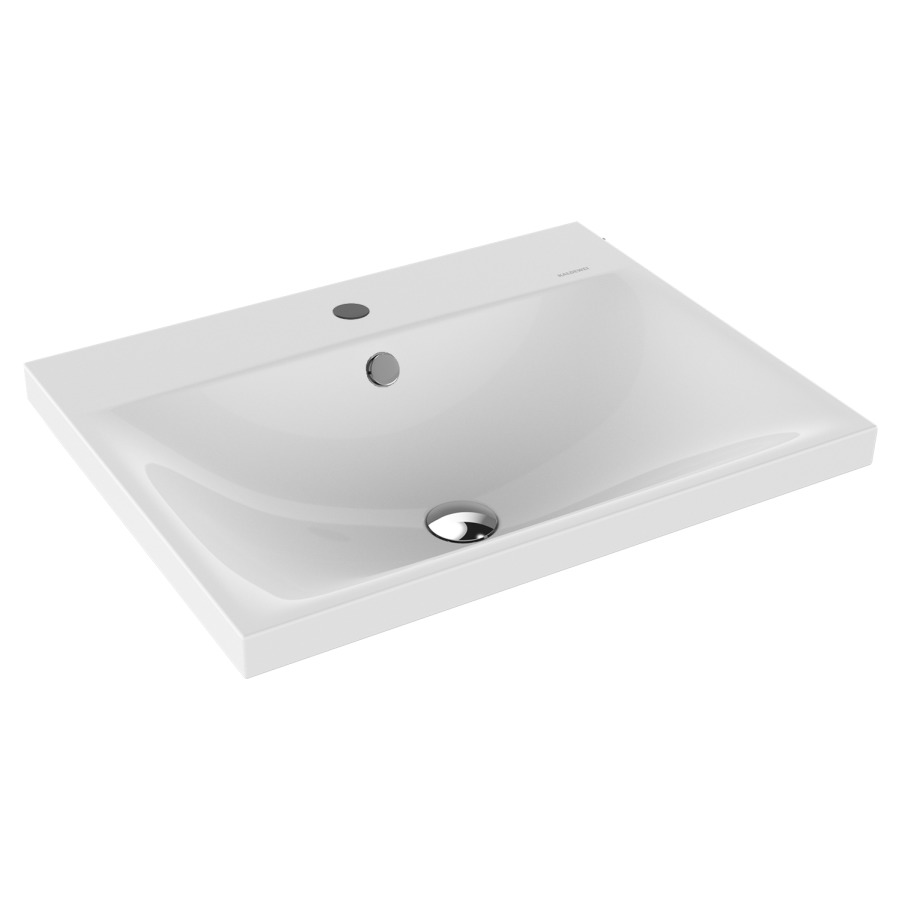 Lavabo à poser SILENIO
60 x 46 x 4 cm, acier
avec garniture de trop-plein
blanc et isolation phonique
émaillé des deux côtés