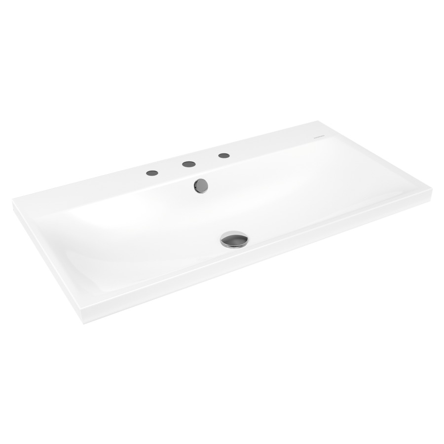 Lavabo à poser SILENIO
90 x 46 x 4 cm, acier
avec garniture de trop-plein
blanc et isolation phonique
émaillé des deux côtés
