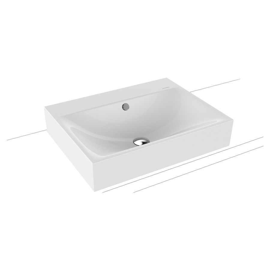 Lavabo à poser SILENIO
60 x 46 x 12 cm, acier
avec garniture de trop-plein
blanc et isolation phonique
émaillé des deux côtés