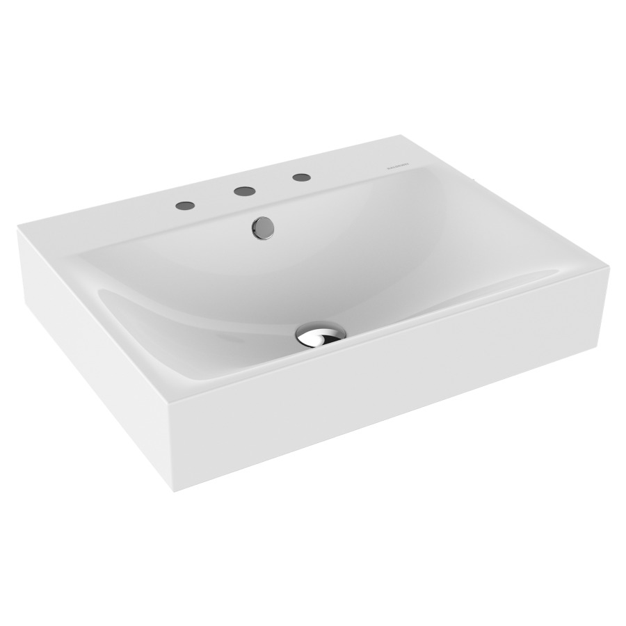 Lavabo à poser SILENIO
60 x 46 x 12 cm, acier
avec garniture de trop-plein
blanc et isolation phonique
émaillé des deux côtés