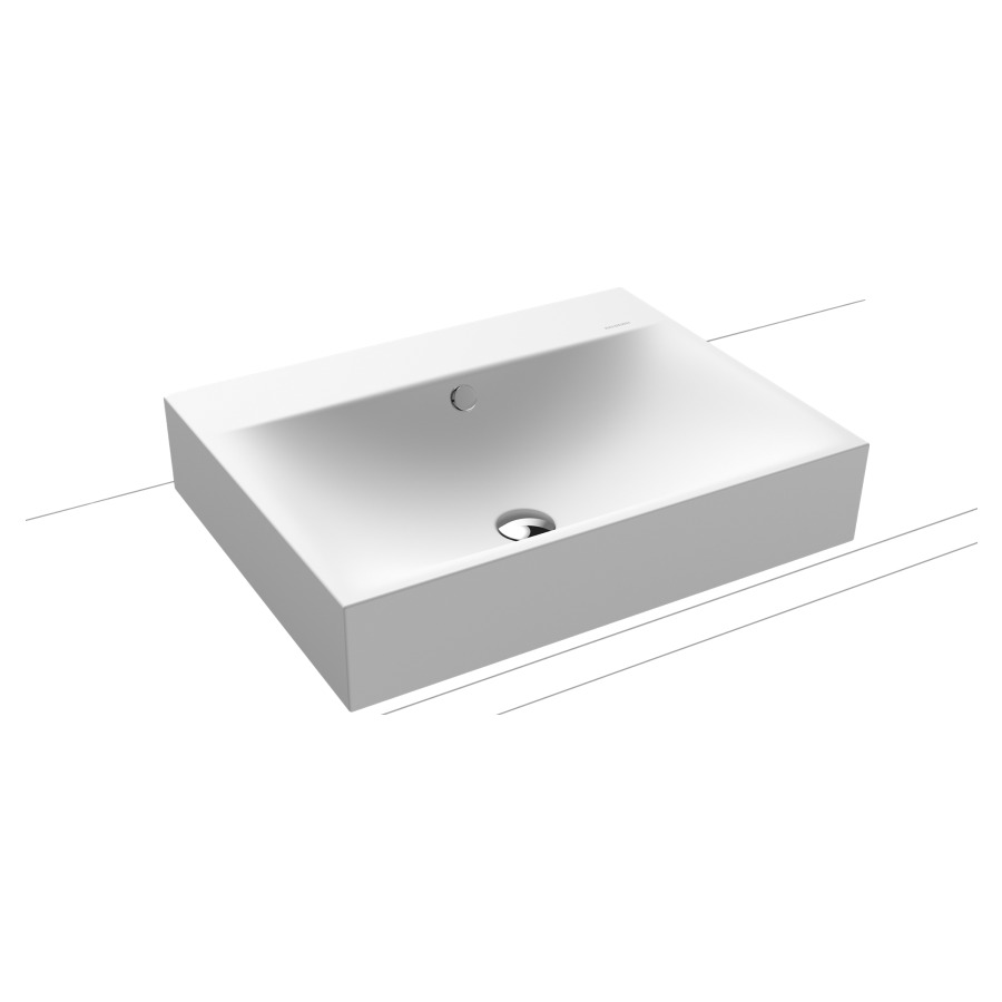 Lavabo à poser SILENIO
60 x 46 x 12 cm, acier
avec garniture de trop-plein
blanc et isolation phonique
émaillé des deux côtés
