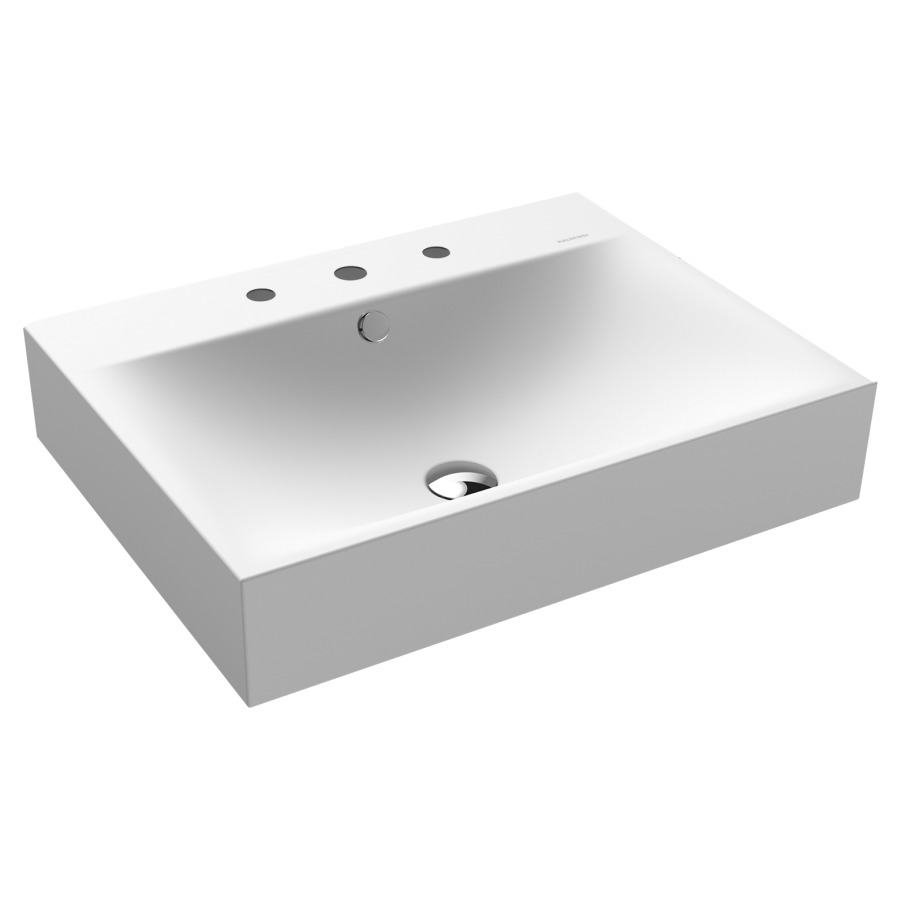 Lavabo à poser SILENIO
60 x 46 x 12 cm, acier
avec garniture de trop-plein
blanc et isolation phonique
émaillé des deux côtés