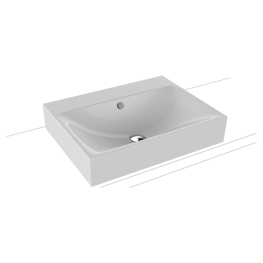 Lavabo à poser SILENIO
60 x 46 x 12 cm, acier
avec garniture de trop-plein
blanc et isolation phonique
émaillé des deux côtés