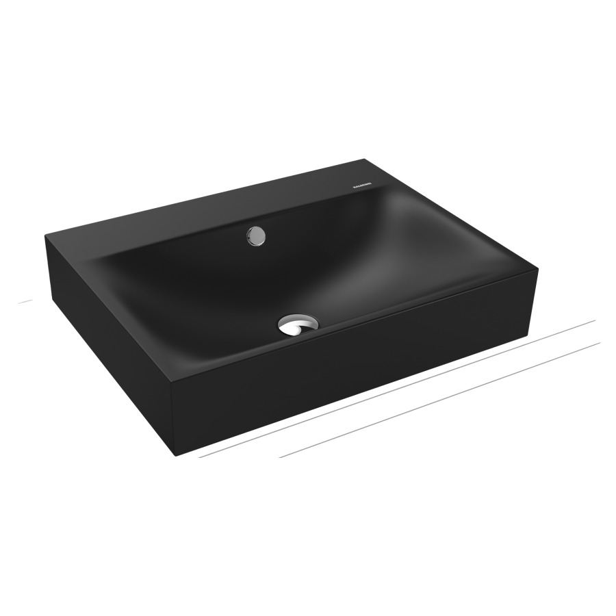 Lavabo à poser SILENIO
60 x 46 x 12 cm, acier
avec garniture de trop-plein
blanc et isolation phonique
émaillé des deux côtés