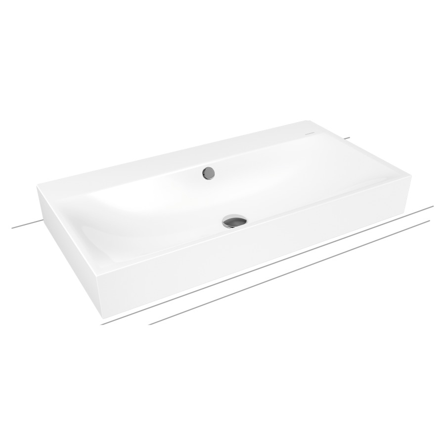 Lavabo à poser SILENIO
90 x 46 x 12 cm, acier
avec garniture de trop-plein
blanc et isolation phonique
émaillé des deux côtés