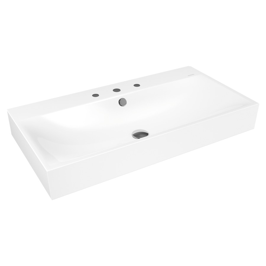 Lavabo à poser SILENIO
90 x 46 x 12 cm, acier
avec garniture de trop-plein
blanc et isolation phonique
émaillé des deux côtés