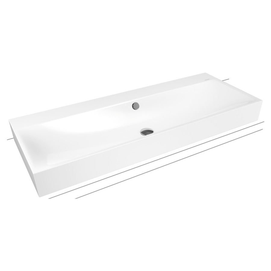 Lavabo à poser SILENIO
120 x 46 x 12 cm, acier
avec garniture de trop-plein
blanc et isolation phonique
émaillé des deux côtés