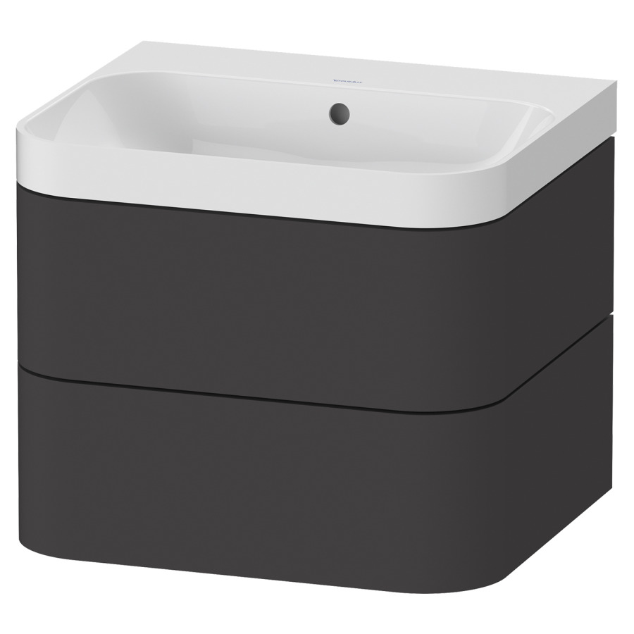 Combination de lavabo HAPPY
D.2 PLUS, 57,5 x 49 x 46,8 cm
élément à 2 tiroirs
lavabo blanc avec
trop-plein, siphon
soupape d'écoulement
Push open incl.