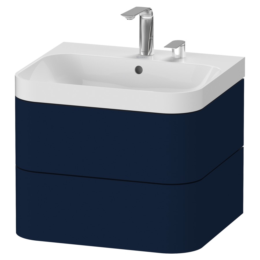 Combination de lavabo HAPPY
D.2 PLUS, 57,5 x 49 x 46,8 cm
élément à 2 tiroirs
lavabo blanc avec
trop-plein, siphon
soupape d'écoulement
Push open incl.