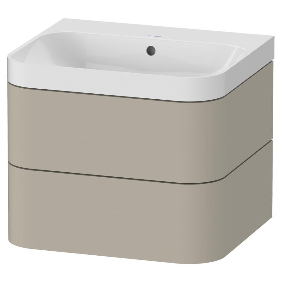 Combination de lavabo HAPPY
D.2 PLUS, 57,5 x 49 x 46,8 cm
élément à 2 tiroirs
lavabo blanc avec
trop-plein, siphon
soupape d'écoulement
Push open incl.