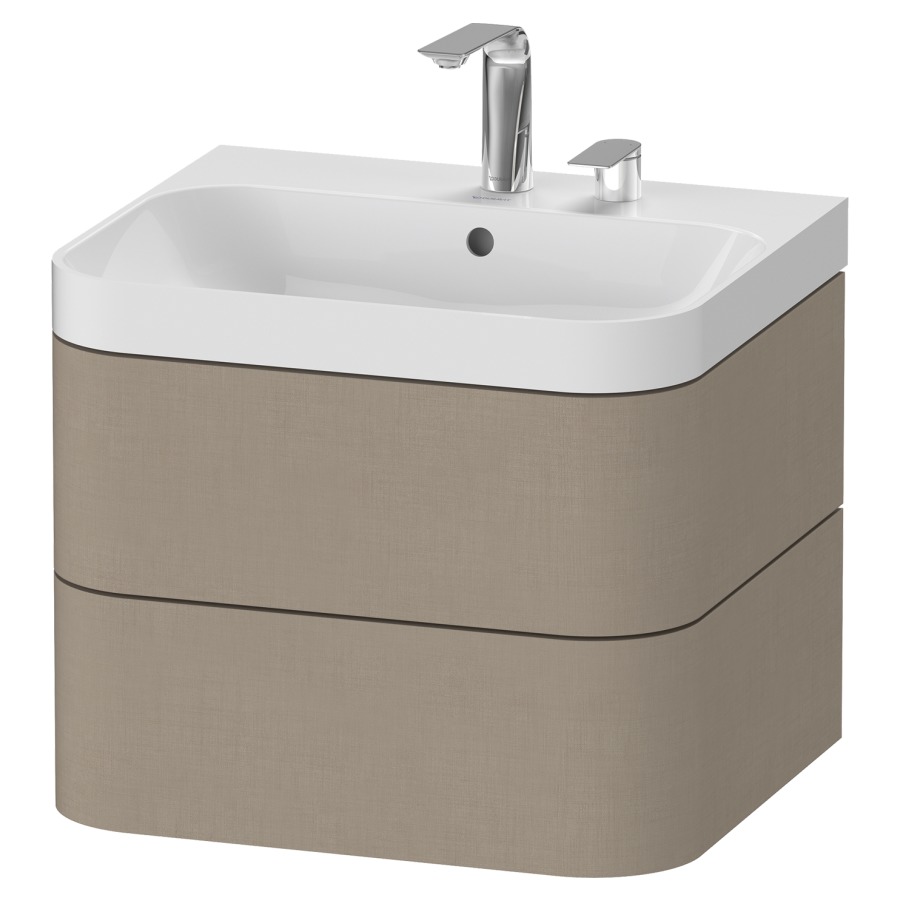 Combination de lavabo HAPPY
D.2 PLUS, 57,5 x 49 x 46,8 cm
élément à 2 tiroirs
lavabo blanc avec
trop-plein, siphon
soupape d'écoulement
Push open incl.