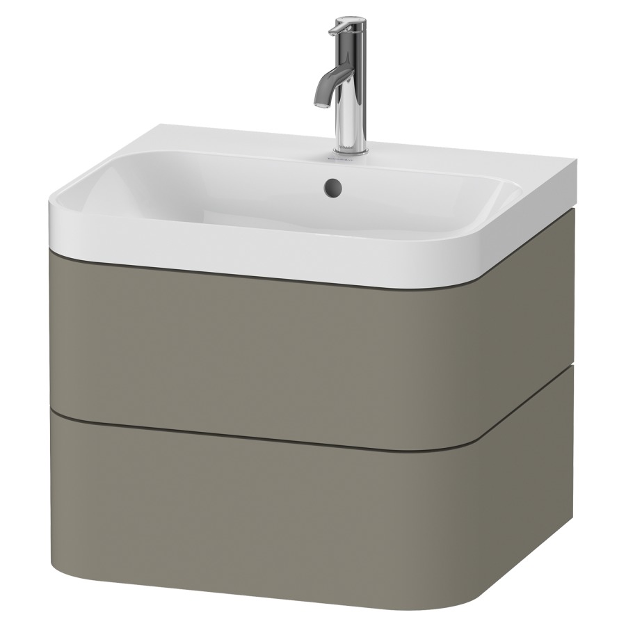 Combination de lavabo HAPPY
D.2 PLUS, 57,5 x 49 x 46,8 cm
élément à 2 tiroirs
lavabo blanc avec
trop-plein, siphon
soupape d'écoulement
Push open incl.