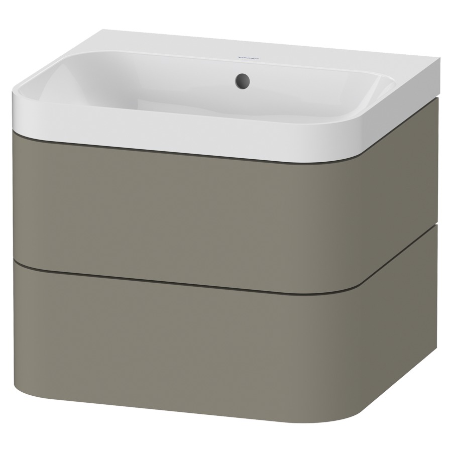 Combination de lavabo HAPPY
D.2 PLUS, 57,5 x 49 x 46,8 cm
élément à 2 tiroirs
lavabo blanc avec
trop-plein, siphon
soupape d'écoulement
Push open incl.