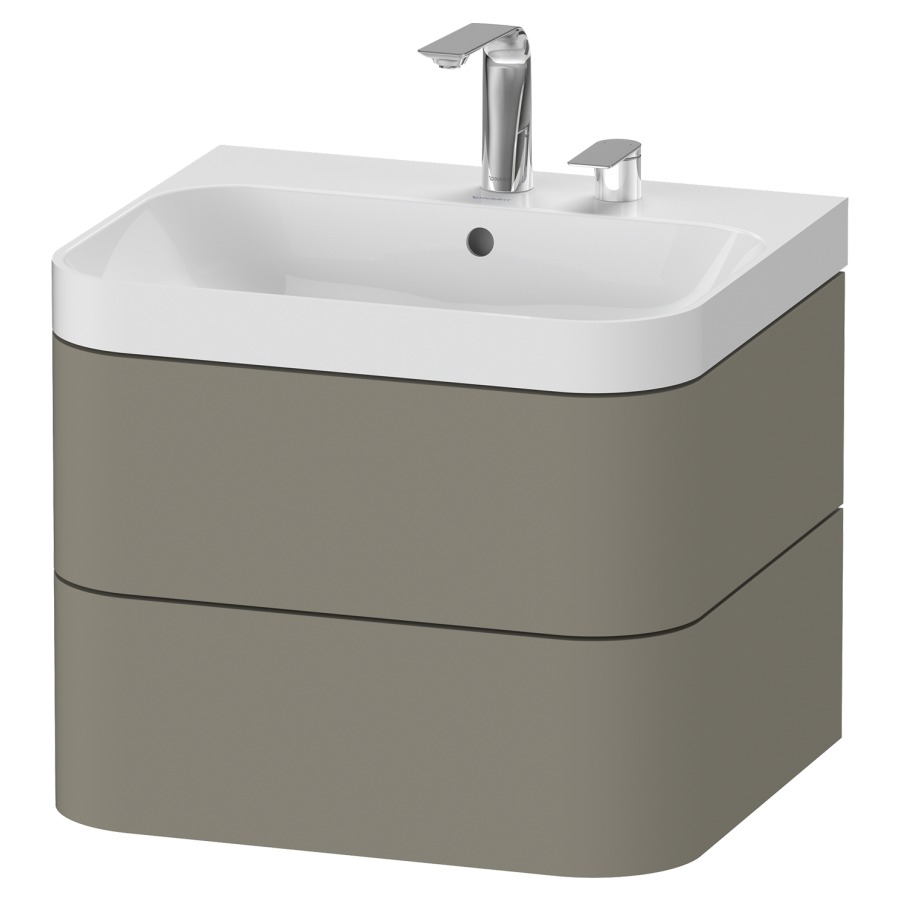Combination de lavabo HAPPY
D.2 PLUS, 57,5 x 49 x 46,8 cm
élément à 2 tiroirs
lavabo blanc avec
trop-plein, siphon
soupape d'écoulement
Push open incl.