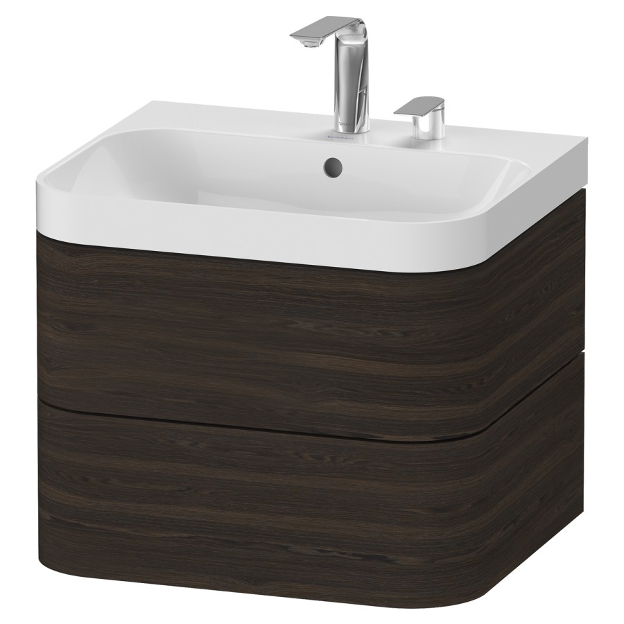 Combination de lavabo HAPPY
D.2 PLUS, 57,5 x 49 x 46,8 cm
élément à 2 tiroirs
lavabo blanc avec
trop-plein, siphon
soupape d'écoulement
Push open incl.