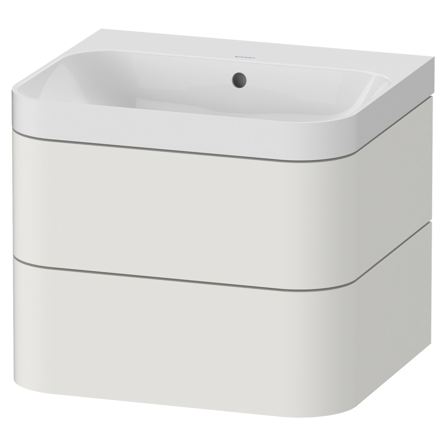 Combination de lavabo HAPPY
D.2 PLUS, 57,5 x 49 x 46,8 cm
élément à 2 tiroirs
lavabo blanc avec
trop-plein, siphon
soupape d'écoulement
Push open incl.