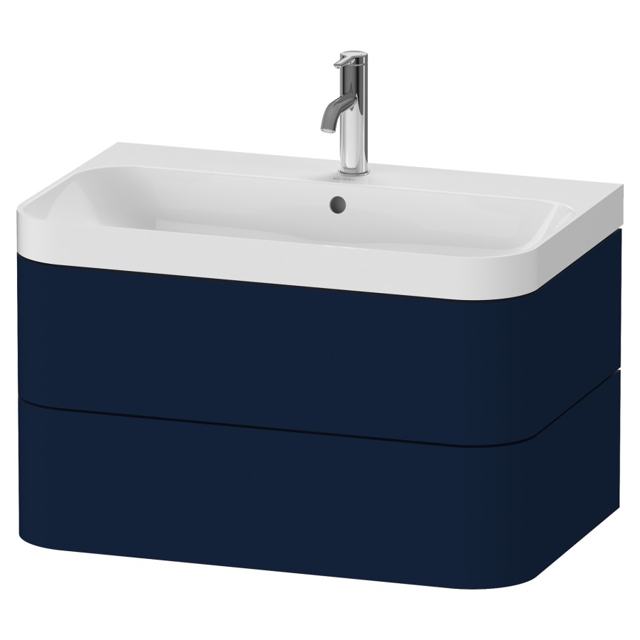 Combination de lavabo HAPPY
D.2 PLUS, 77,5 x 49 x 46,8 cm
élément à 2 tiroirs
lavabo blanc avec
trop-plein, siphon
soupape d'écoulement
Push Open incl.