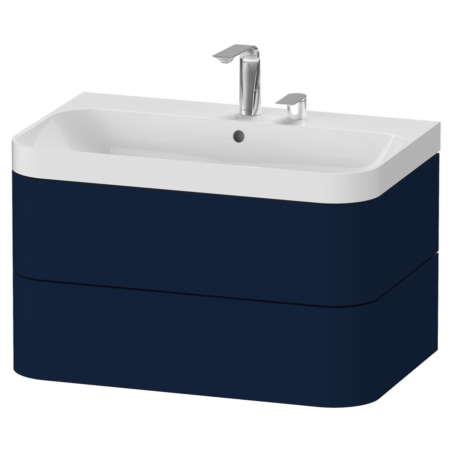 Combination de lavabo HAPPY
D.2 PLUS, 77,5 x 49 x 46,8 cm
élément à 2 tiroirs
lavabo blanc avec
trop-plein, siphon
soupape d'écoulement
Push Open incl.