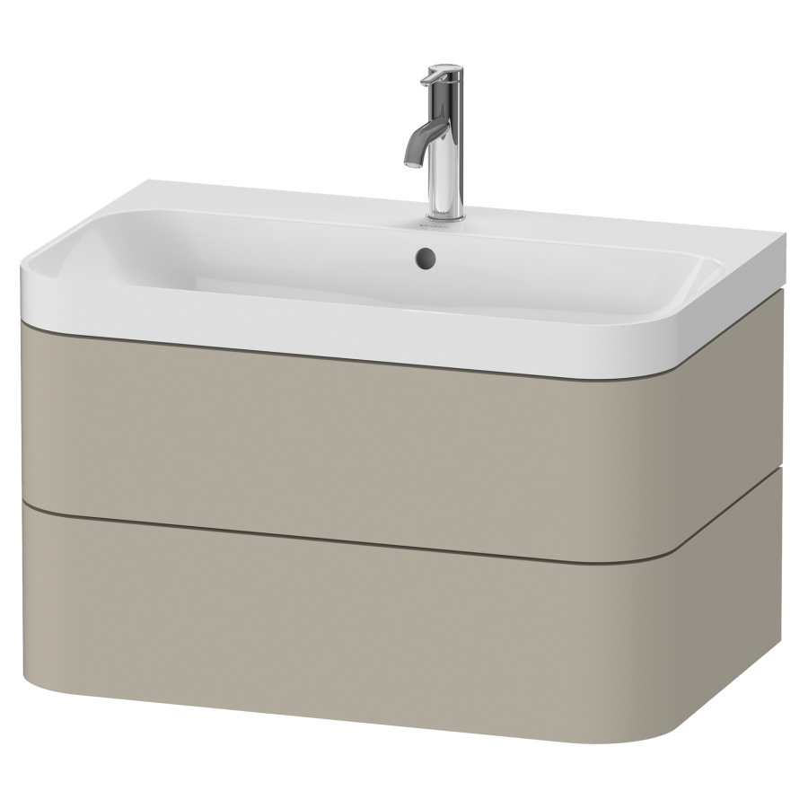 Combination de lavabo HAPPY
D.2 PLUS, 77,5 x 49 x 46,8 cm
élément à 2 tiroirs
lavabo blanc avec
trop-plein, siphon
soupape d'écoulement
Push Open incl.