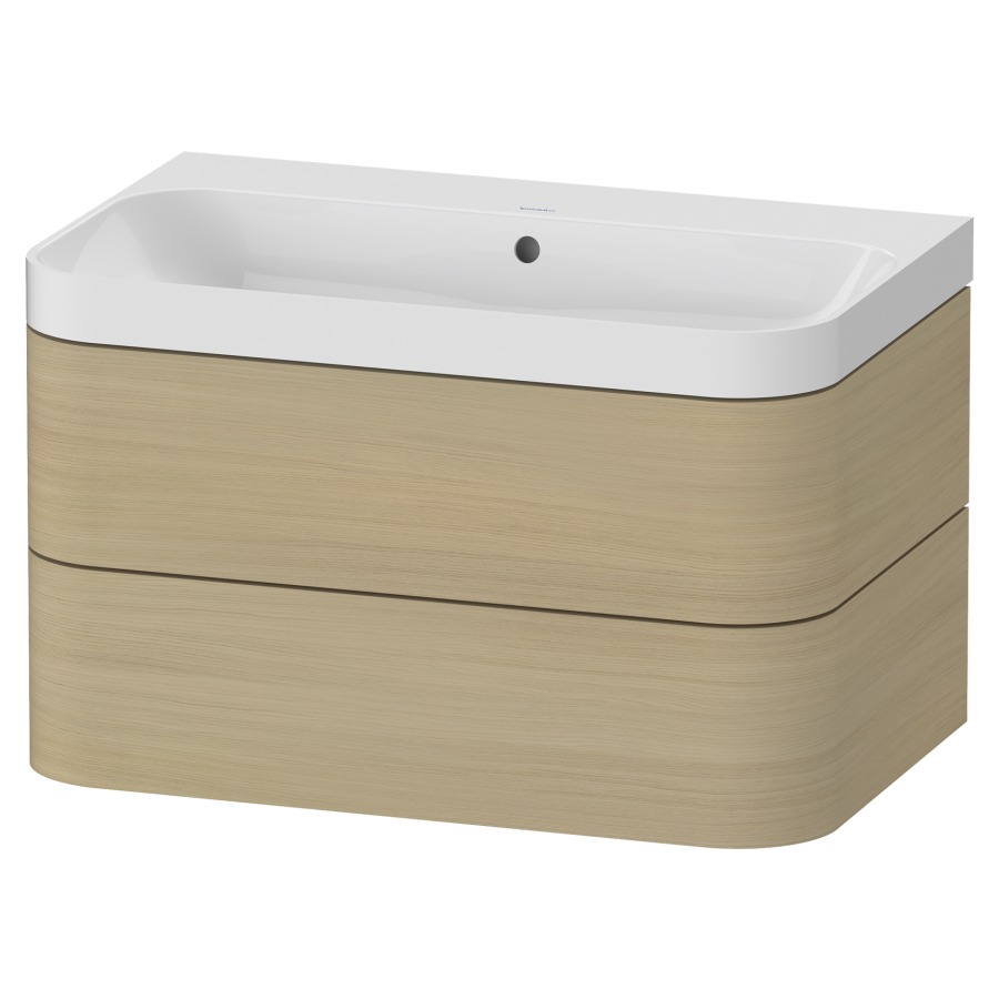 Combination de lavabo HAPPY
D.2 PLUS, 77,5 x 49 x 46,8 cm
élément à 2 tiroirs
lavabo blanc avec
trop-plein, siphon
soupape d'écoulement
Push Open incl.