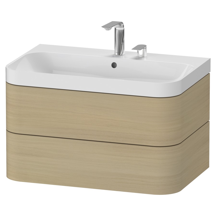 Combination de lavabo HAPPY
D.2 PLUS, 77,5 x 49 x 46,8 cm
élément à 2 tiroirs
lavabo blanc avec
trop-plein, siphon
soupape d'écoulement
Push Open incl.