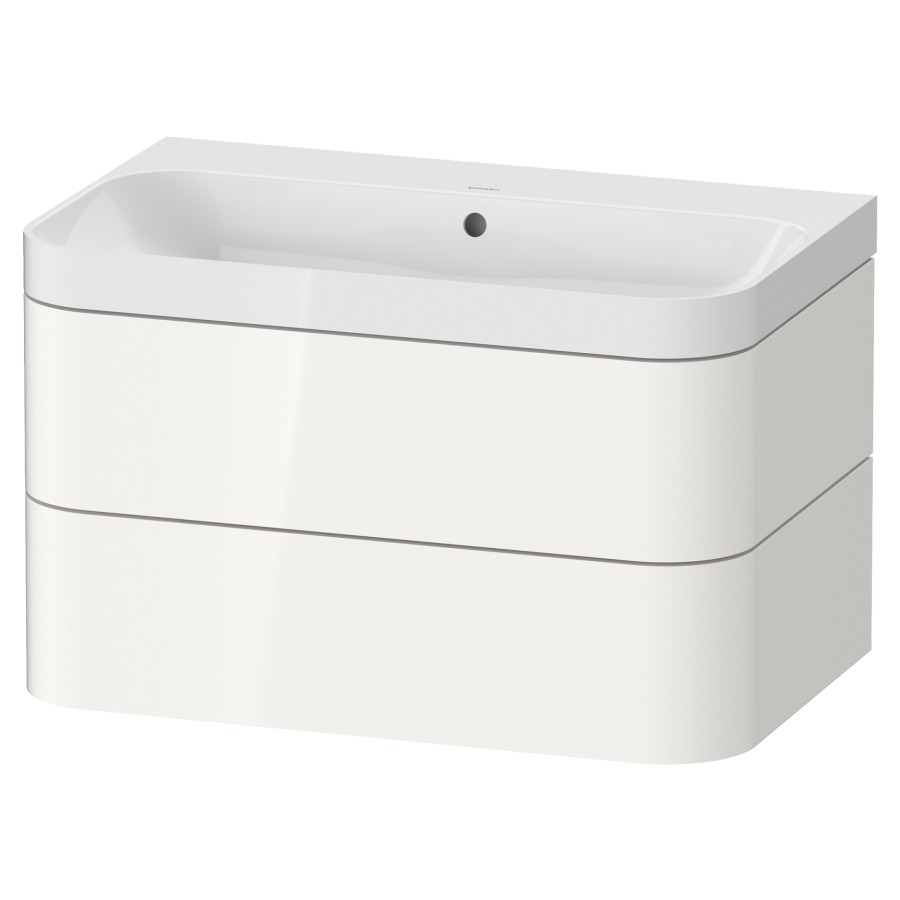 Combination de lavabo HAPPY
D.2 PLUS, 77,5 x 49 x 46,8 cm
élément à 2 tiroirs
lavabo blanc avec
trop-plein, siphon
soupape d'écoulement
Push Open incl.