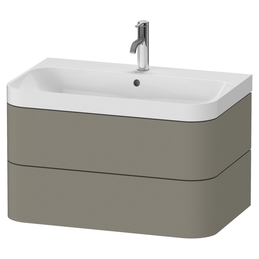Combination de lavabo HAPPY
D.2 PLUS, 77,5 x 49 x 46,8 cm
élément à 2 tiroirs
lavabo blanc avec
trop-plein, siphon
soupape d'écoulement
Push Open incl.