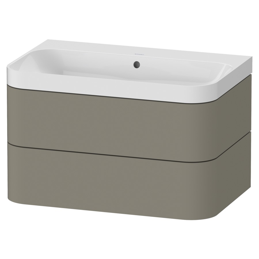 Combination de lavabo HAPPY
D.2 PLUS, 77,5 x 49 x 46,8 cm
élément à 2 tiroirs
lavabo blanc avec
trop-plein, siphon
soupape d'écoulement
Push Open incl.