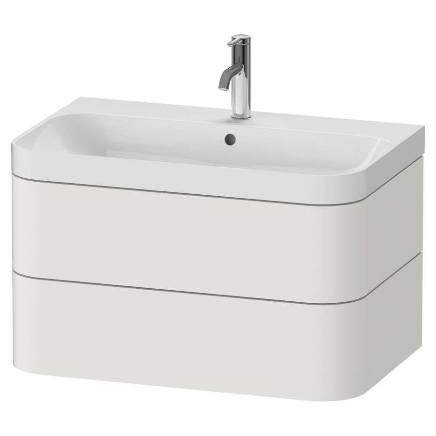 Combination de lavabo HAPPY
D.2 PLUS, 77,5 x 49 x 46,8 cm
élément à 2 tiroirs
lavabo blanc avec
trop-plein, siphon
soupape d'écoulement
Push Open incl.