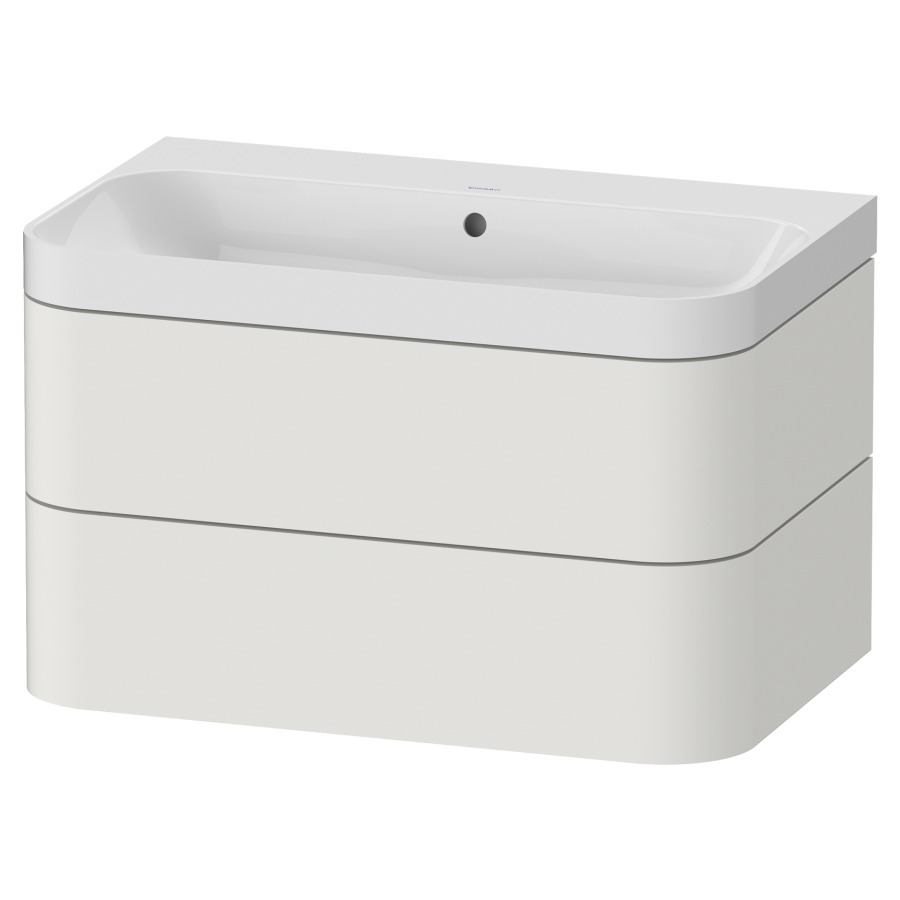 Combination de lavabo HAPPY
D.2 PLUS, 77,5 x 49 x 46,8 cm
élément à 2 tiroirs
lavabo blanc avec
trop-plein, siphon
soupape d'écoulement
Push Open incl.