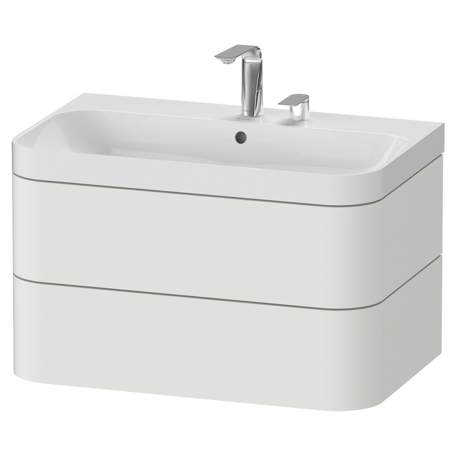 Combination de lavabo HAPPY
D.2 PLUS, 77,5 x 49 x 46,8 cm
élément à 2 tiroirs
lavabo blanc avec
trop-plein, siphon
soupape d'écoulement
Push Open incl.