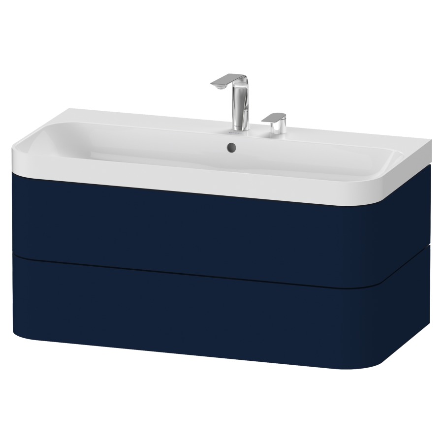 Combination de lavabo HAPPY
D.2 PLUS, 97,5 x 49 x 46,8 cm
élément à 2 tiroirs
lavabo blanc avec
trop-plein, siphon
soupape d'écoulement
Push Open incl.