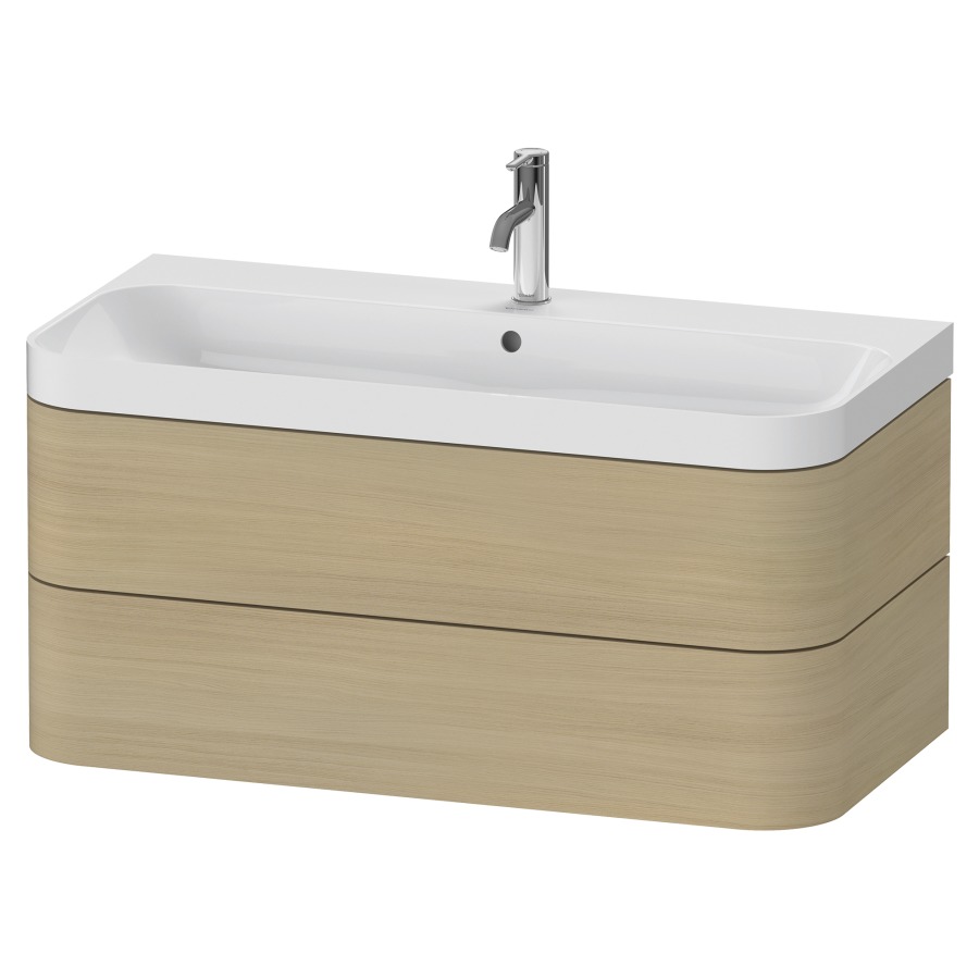 Combination de lavabo HAPPY
D.2 PLUS, 97,5 x 49 x 46,8 cm
élément à 2 tiroirs
lavabo blanc avec
trop-plein, siphon
soupape d'écoulement
Push Open incl.