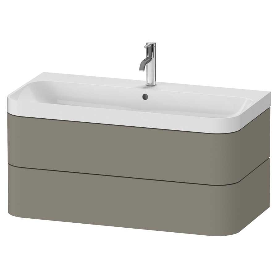 Combination de lavabo HAPPY
D.2 PLUS, 97,5 x 49 x 46,8 cm
élément à 2 tiroirs
lavabo blanc avec
trop-plein, siphon
soupape d'écoulement
Push Open incl.