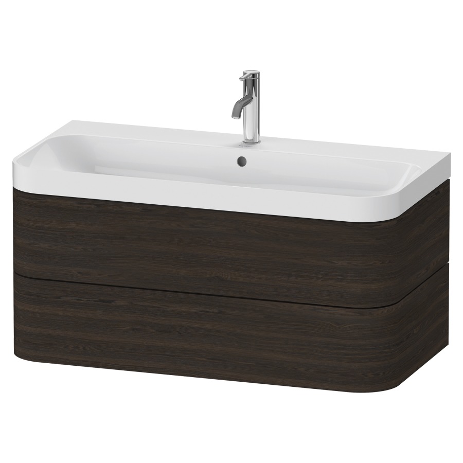 Combination de lavabo HAPPY
D.2 PLUS, 97,5 x 49 x 46,8 cm
élément à 2 tiroirs
lavabo blanc avec
trop-plein, siphon
soupape d'écoulement
Push Open incl.