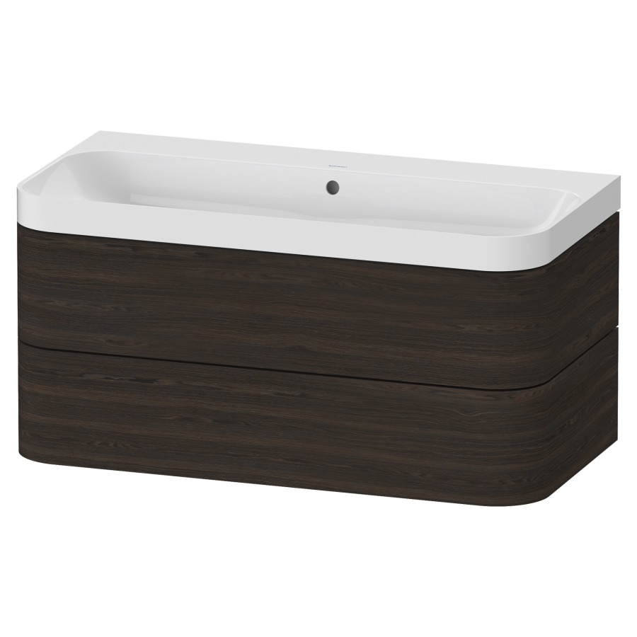 Combination de lavabo HAPPY
D.2 PLUS, 97,5 x 49 x 46,8 cm
élément à 2 tiroirs
lavabo blanc avec
trop-plein, siphon
soupape d'écoulement
Push Open incl.