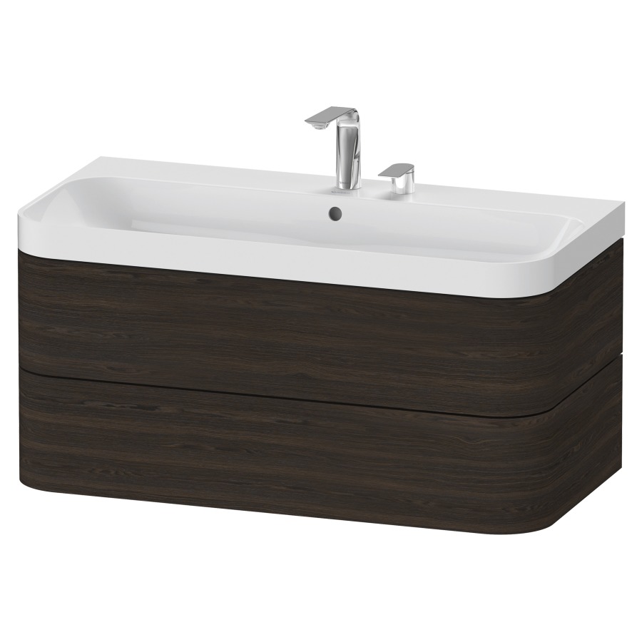 Combination de lavabo HAPPY
D.2 PLUS, 97,5 x 49 x 46,8 cm
élément à 2 tiroirs
lavabo blanc avec
trop-plein, siphon
soupape d'écoulement
Push Open incl.