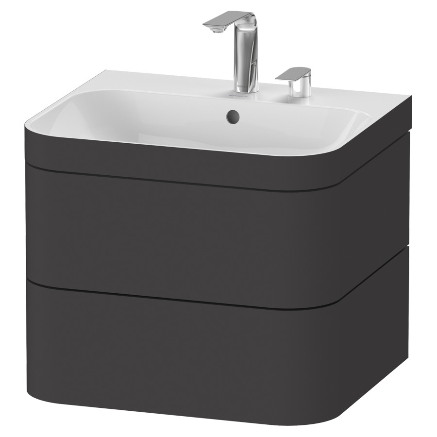 Combination de lavabo HAPPY
D.2 PLUS, 57,5 x 49 x 46,8 cm
élément à 2 tiroirs
lavabo avec trop-plein
avec plaque de recourvrement
en couleur de meuble
siphon, soupape d'écoulement
Push Open incl.